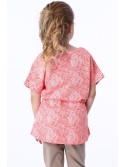 Bluza fetita cu cravate, alba si coral NDZ8200 - Magazin online - Boutique